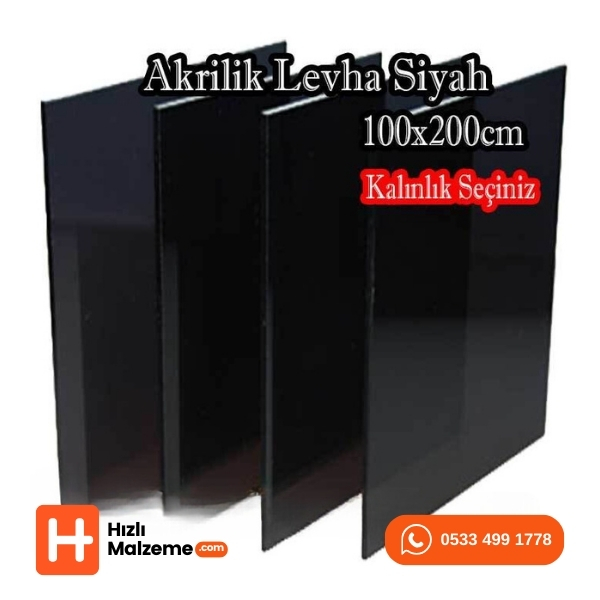 10 mm Siyah Akrilik Dökme Pleksi 100x200 cm