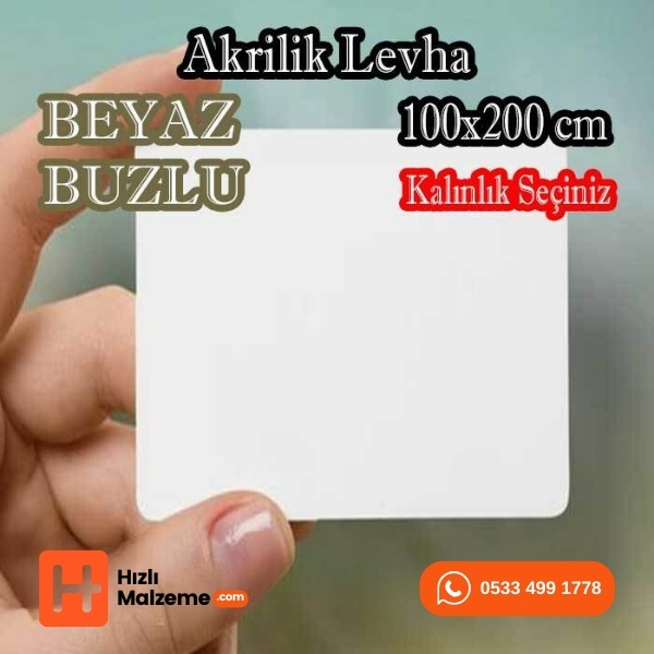 10 mm Beyaz - Buzlu Akrilik Dökme Pleksi 100x200 cm