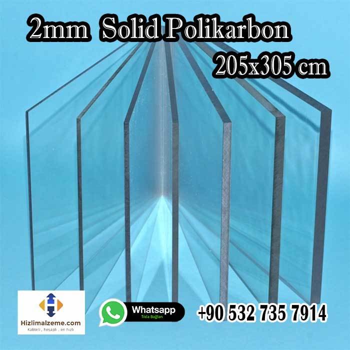 2 mm 125x205 cm Şeffaf Solid Polikarbon Levha