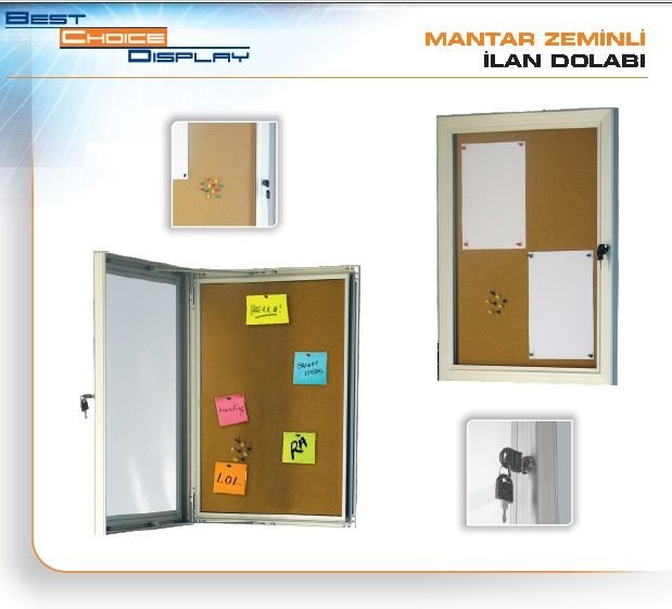 Mantar Zeminli İnce İlan dolabı