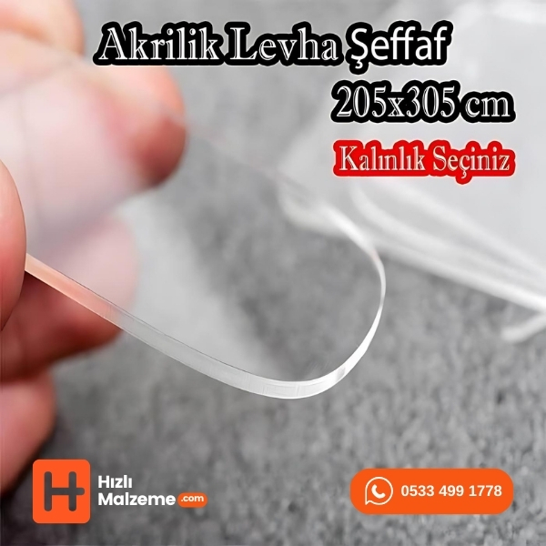 2.8 mm Şeffaf Akrilik Dökme Pleksi 205x305 cm