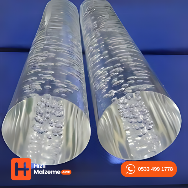Akrilik Yuvarlak Köpüklü Çubuk Şeffaf 2 Metre Boy 30 mm Çap