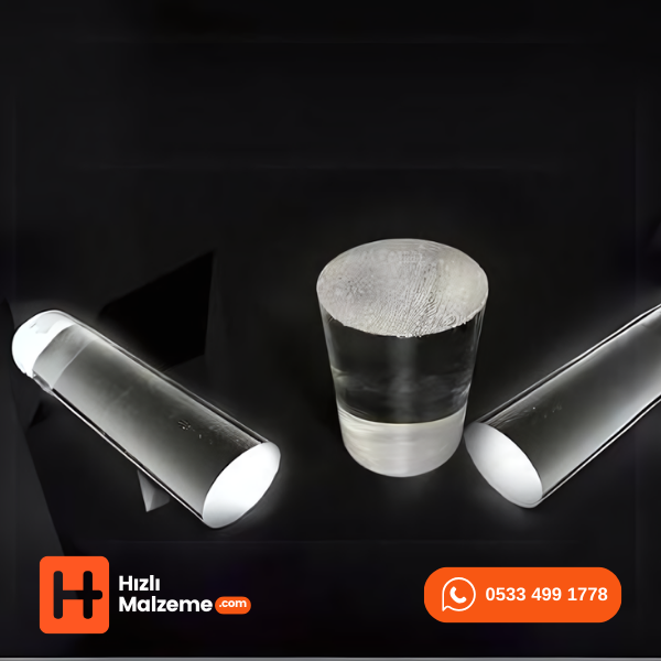 Akrilik Yuvarlak Çubuk Şeffaf 50 mm şeffaf 1 metre